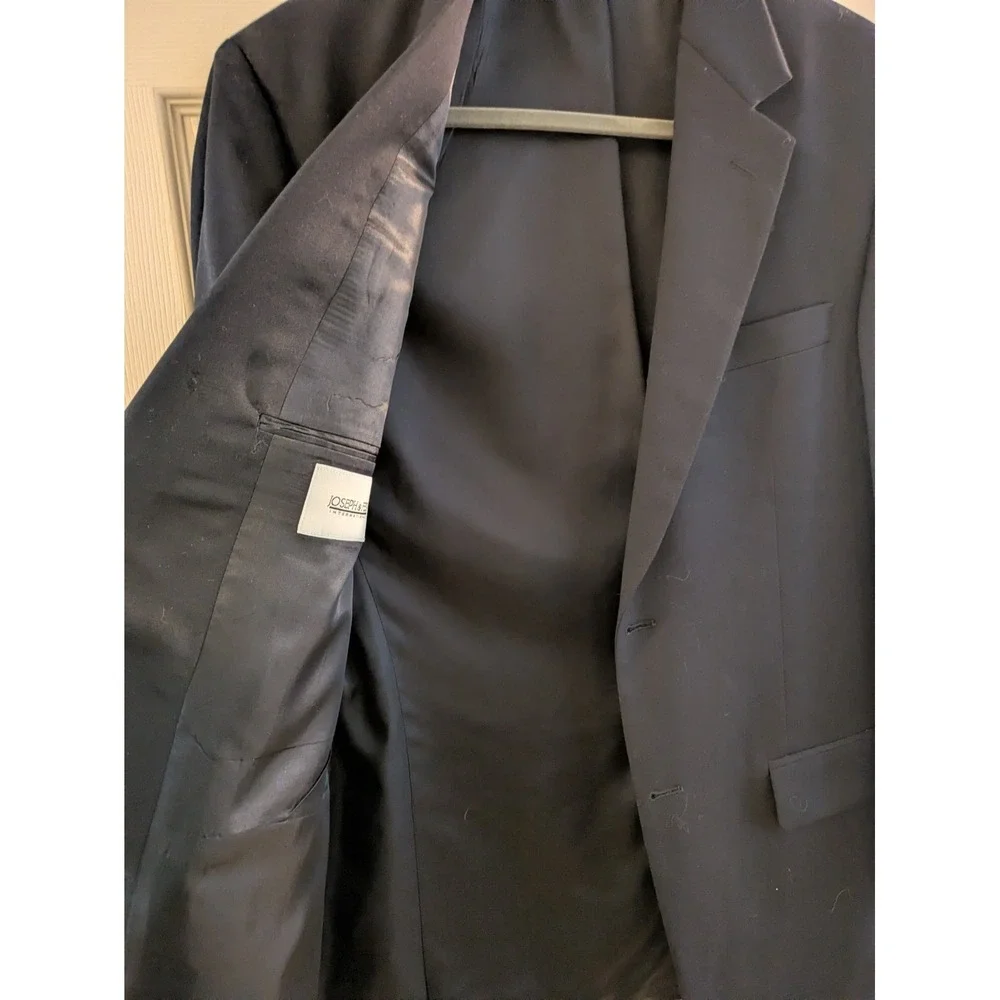 Joseph & Feiss Blazer 100% WOOL Sport Coat Navy Gold‎ Crest Canada Nautical 39R